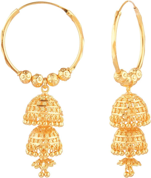 Efulgenz Indian Earrings for Women Indian Hoop Earrings Indian Jhumka Earrings Set Indian Jewelry Traditional Gold Tone Hoop Jhumka Jhumki Dangle ...