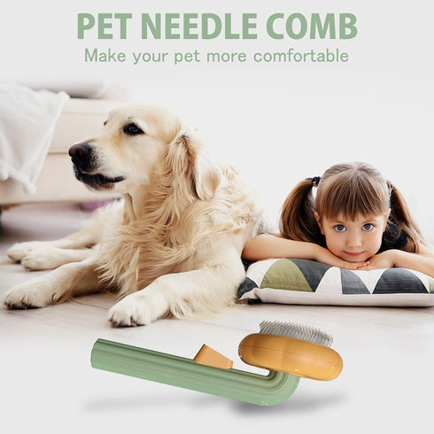 Dog & Cat Brush, Cute Pumpkin Self Cleaning Cat Brush for Shedding and Deshedding, Deep Cleaning Pet Brushes Pumpkin for Dogs Cats Puppy Rabbits B...