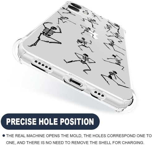 ZHEGAILIAN Case Compatible with iPhone 15 Plus Case,Dancing Skulls Case for iPhone 15 Plus Cases for Women Girls,Clear with Slim Flexible Soft TPU...