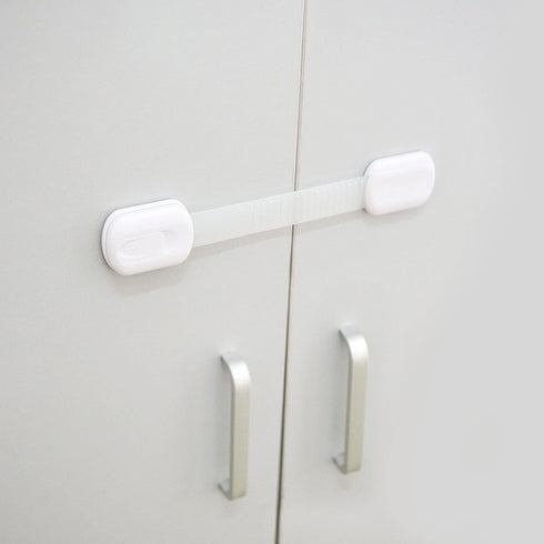 Child Safety Locks (White) - Set of 6 - Prevents Injury and Opening (Oven) Doors, (Kitchen Sink) Cabinets, Toilet Seats, etc. - No Tools or Screws...