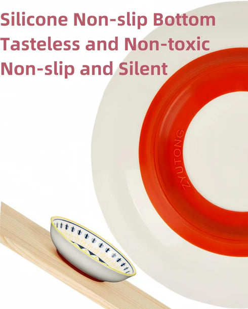 Whisker Fatigue Cat Bowl — 5.5 in Ceramic Cat Bowls, Shallow Cat Food Dish, Cute Flat Cat Bowl, Small Wide Cat Plates for Indoor Cats with Silicon...