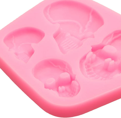 Creative Skeleton Head Skull Silicone Cake Decoration Mold 2 Pcs, Skeleton Head Fondant Mold for Cake Decoration Candy Sugar Cupcake Topper Cake P...