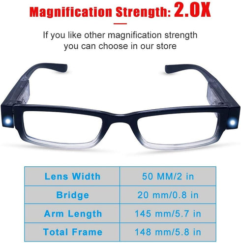 3 Pack Reading Glasses with Lights and Magnifier Reading Glasses with Lights in The Frame Bright Led Readers Magnifying Glasses with Light for Men...