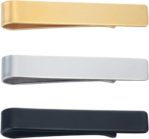 SHUYUE 3 Pc Set 1.9 Inch Skinny Tie Bar Clip - Silver,Black,Gold...