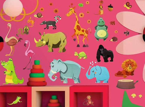 DEKOSH Jungle Animal Wall Decal Pack of Colorful Stickers for Baby Nursery Playroom - Peel & Stick Unisex Safari Theme Kids Wall Decals...
