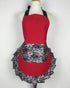Hyzrz Cute Lace Flirty Apron with Pocket, Fun Retro Sexy Cooking Pinup Aprons for Women Girls (Red)...