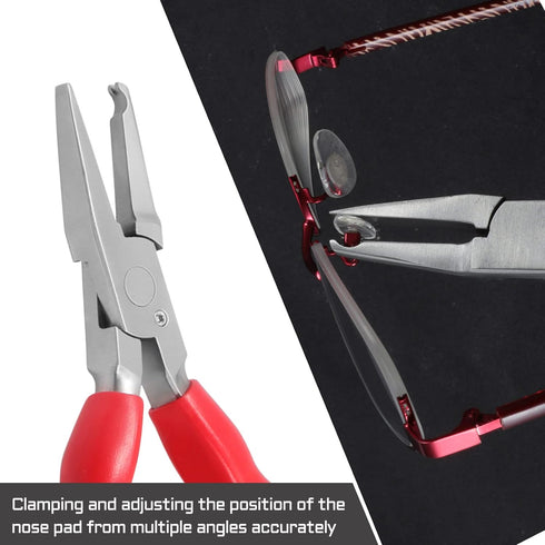 6 Inches Nose Pad Plier Adjusting Eyeglass Arms Frame Eyeglasses Repairing Plier Stainless Steel Optical Hand Tool Frames Clamp Repair Tool with S...