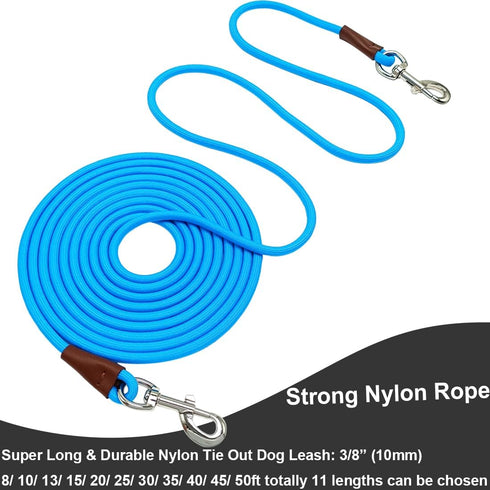 Tie Out Rope Dog Tether, 8FT/ 10FT/ 15FT/ 20FT/ 30FT Dog Line for Outside Playing Camping Tying, Medium Large Dogs Indoor/Outdoor Backyard Dog Lea...