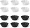 Fox Run Reusable Silicone Cupcake and Muffin Wrappers, Set of 12 Scalloped Black and White Bake Cups...