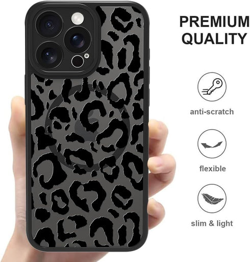 ZIYE Magnetic Case Designed for iPhone 15 Pro Leopard Pattern Phone Case with Camera Protection,Silicone TPU iPhone Protective Cover Cheetah Desig...
