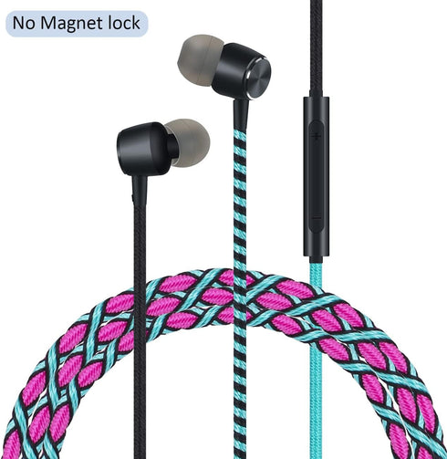 URIZONS Colorful Fun in-Ear wired Earbuds Headphones - with Microphone for iPhone MP3 Laptop Tablets Fabric Braided Headset for Students(7#)...