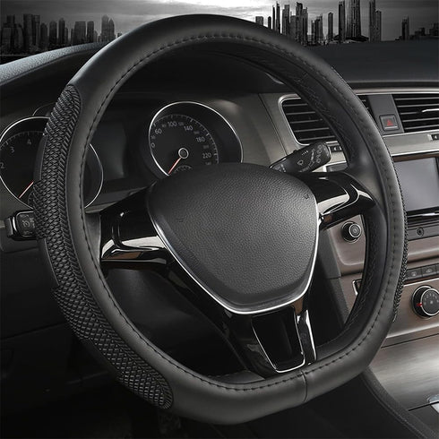 D Shape Steering Wheel Cover,Universal 15 Inch Auto/Car/SUV Black Leather Steering Wheel Wrap with Better Sport Grip for Men Women,Fit D Shaped Fl...