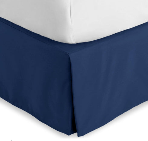 Bare Home Queen Bed Skirt - 15-Inch Tailored Drop Easy Fit - Bed Skirt for Beds - Center & Corner Pleats (Queen, Dark Blue)...