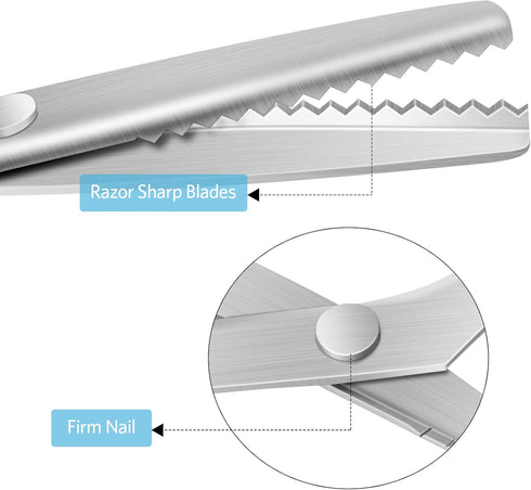 Pinking Shears, Professional Zig Zag Scissors, Pinking Scissors with Rubber Grips and Ultra-Sharp Blade, Great for Many Kinds of Fabrics and Paper...
