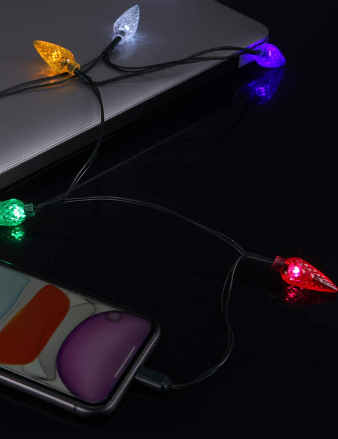 LED Christmas Light Phone Charger Cord USB Charging Cable Gift for Phone 14/13/12/11 Pro/XS/XS Max/XR/X/8 Plus/ 8/7 Plus/7s Plus/6s/6/5s/5c/5Pad w...