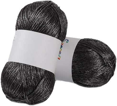 Black Metallic Yarn, 764 Yards, Cotton Nylon Blend, Yarn for Crochet, Knitting, 200g, Silver Glitter, DIY Sweater, Scarf, Hat, Wool, 100g/Set......