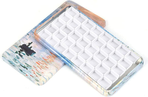 40Pcs Empty Half Pans with Magnetic Stripe Watercolor Paint Travel Tin Palette Case, Artist Paints Half Pan Kits for DIY Watercolor Oils or Acryli...
