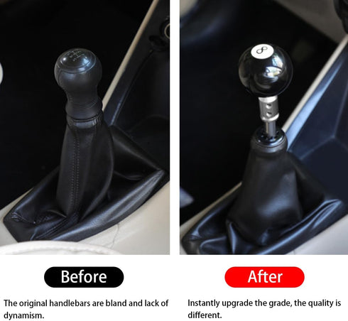 AUCELI Car Shift Knob Manual Gear, No.8 Billiard Ball Type Car Shifter Lever Head Knob, 2.2" Acrylic Round Ball Shift Knob with 3 Adapters, Auto A...