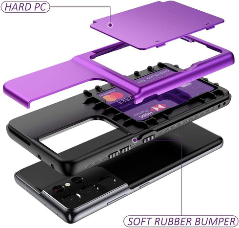 WeLoveCase Galaxy S21 Ultra Wallet Case with Mirror, Card Holder & Shockproof Protection, 6.8" Purple...