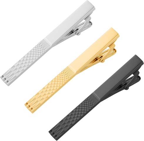 Tie Clips for Men, Black Gold Silver Tie Bar clip Set Gift for Groom Husband Boyfriend...