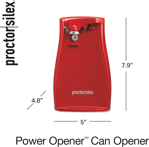 Proctor Silex Power Electric Automatic Can Opener for Kitchen with Knife Sharpener, Twist-off Easy-Clean Lever, Cord Storage, Red (75226)...