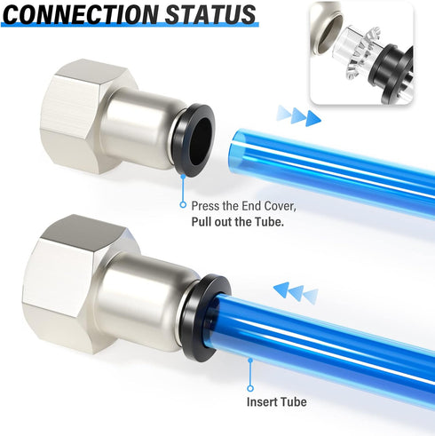 TAILONZ PNEUMATIC Female Straight 5/16 Inch Tube OD x 1/4 Inch NPT Thread Push to Connect Fittings PCF-5/16-N2(Pack of 10)...