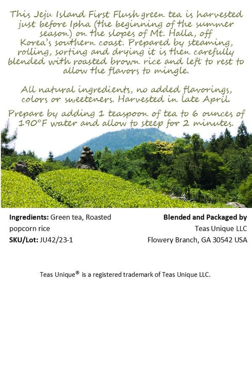 Teas Unique Korean Jeju Island Green Tea with Roasted Brown Rice, 25 Tea Bags (50g)...