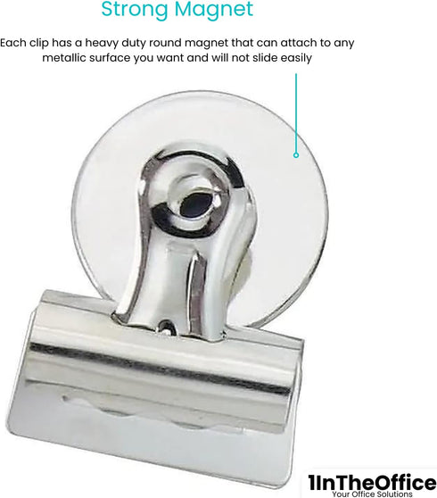 1InTheOffice Magnetic Clips 1.5 Inch - Heavy Duty Refrigerator Magnetic Clips - 1.3" (3), Clip Magnets...