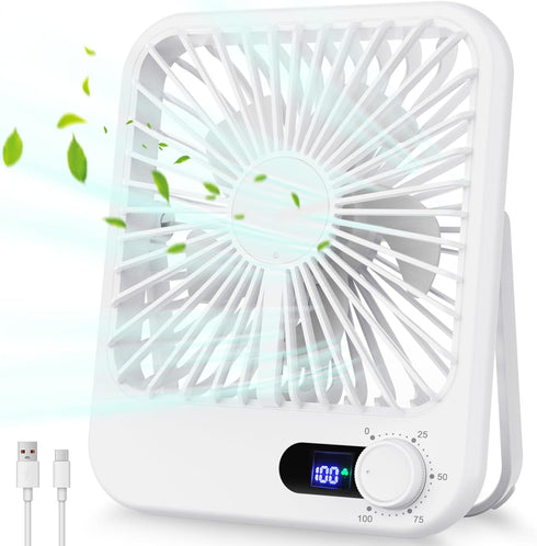Travel Fan for Sleeping, Portable Fan for Travel Rechargeable with Digital Display, 100 Speed Wind Personal USB Fan with Variable Speed Knob, Smal...