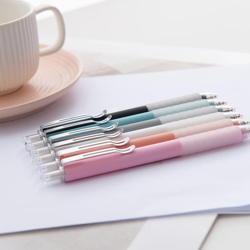 Linbsunne Ballpoint Pens Medium Point 1mm Black Ink Work Pen with Super Soft Grip Ball Point Pen for Men Women Retractable Office Pens (Silver Cli...