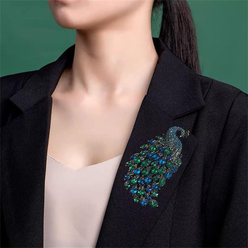 Rhinestone Peacock Brooch Pin for Women Girls Fashion Exquisite Exaggerated Big Crystal Bird Animal Brooches Lapel Pins Elegant Dress Accessories ...