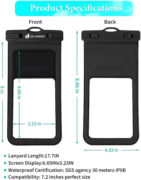 Universal Waterproof Phone Pouch 3 Pack, IPX8 Phone Water Protector Pouch Case Bag Lanyard Compatible iPhone 14 13 12 Pro Max Samsung Galaxy S22, ...
