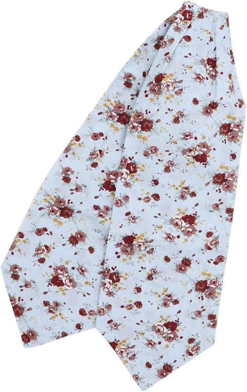 Dan Smith Light Blue,Burgundy,Rosy Brown Long-Self Ascot Tie For Mens 53" Big And Tall Long-Self Cravat Necktie Pocket-Square Set Blue 100% Pure C...