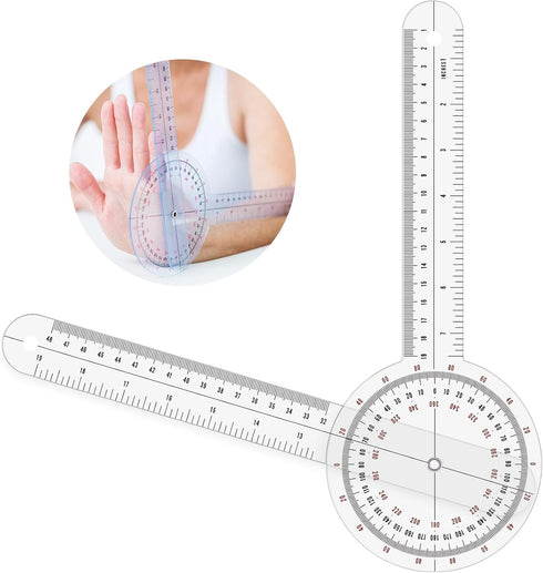 12 Inch Goniometer, 360° Clear Motion Measurement Angle Ruler, Physical Therapy Goniometer Tool for Body Measuring Tape Goniometer Ruler...