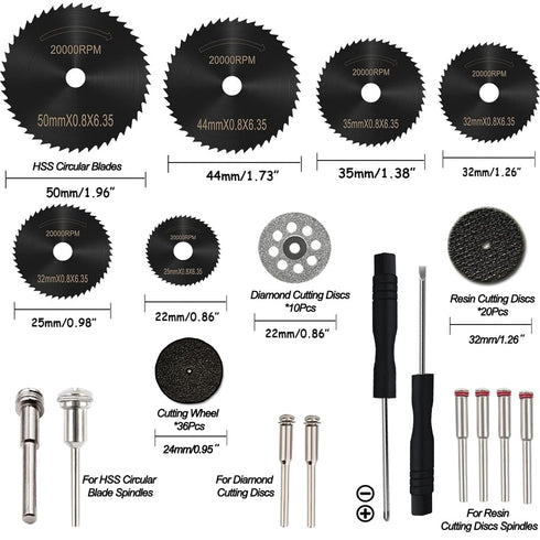 Cutting Discs Wheel Set for Dremel Rotary Tool Accessories, HSS Circular Saw Blades Diamond Resin Cutting Wheel Kit with 1/8" Mandrels for Wood Pl...
