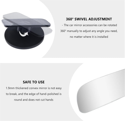 2PCS Car Blind Spot Mirror,360° Rotatable HD Wide Angle Convex Mirror for See Blind Area,Universal Car Accessories Frameless Blindspot Mirror for ...