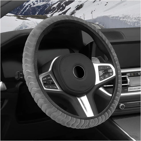15 Inch Car Steering Wheel Cover, Winter Warm Plush Fluffy Non-Slip Automotive Steering Wheel Protector for Man Woman, Vehicle Interior Accessorie...