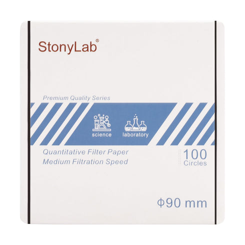 stonylab Premium Quantitative Filter Paper Circles, 100-Pack Lab Ashless Filter Paper 90 mm Diameter Cellulose Filter Paper with 20 Micron Particl...