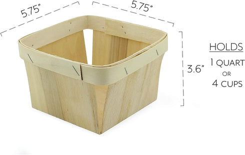 Cornucopia Brands Quart Wooden Berry Baskets (8-Pack); 5.75-Inch Square Vented Wood Boxes for Fruit Picking, Easter or Arts & Crafts...