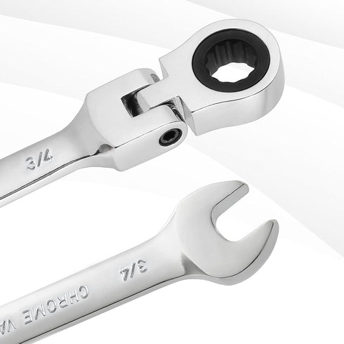 B4B BANG 4 BUCK 3/4 Wrench, Flex-Head Ratcheting Combination Wrench Industrial Grade 72 Teeth 12 Point Ratchet Box Ended and Open End Spanner Tool...