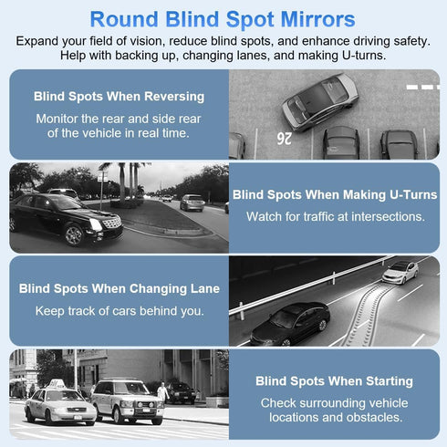 1797 Blind Spot Mirrors 2 Pack Side Mirror Rain Guard for Car Rear View Round Adjustable Convex Carbon Fiber Exterior Accessories Reverse Change L...