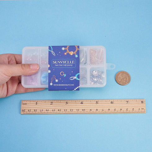 SUNNYCLUE 1 Box DIY 10 Pairs Crystal Bubble Glass Ball Bottle Dangle Stud Earring Making Kits Jewelry Craft Supplies Adults Women, Silver...