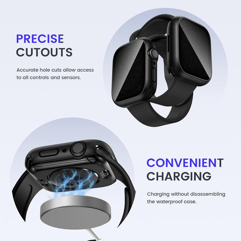 Goton 2 in 1 Privacy Waterproof Apple Watch Case for Series 9 8 7 Screen Protector 41mm, Front Anti Spy Tempered Glass Face Cover + Back Bumper fo...