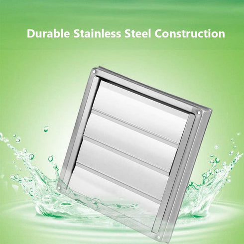 Hoponew Vent Cover Louvered Dryer Air Vent Cap Stainless Steel External Wall Air Vent Square Extractor Fan Outlet Weather Proof Pest Guard Exhaust Outlet