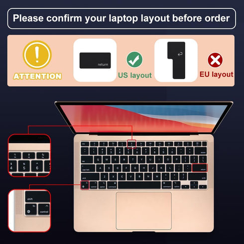 Silicone Keyboard Cover Skin for MacBook Air 13.3 inch A2337 M1 Released in Nov. 2020 US Layout Ultra Thin Protector Cover Skin NOT for 13.6" M4 M...