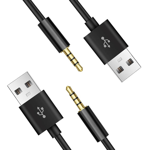 2 Pack,10.5cm USB Power Charger Sync Data Transfer Cable,Charging Cable for iPod Shuffle Cable, 3.5mm Jack/Plug to USB USB Power Charger Sync Data...