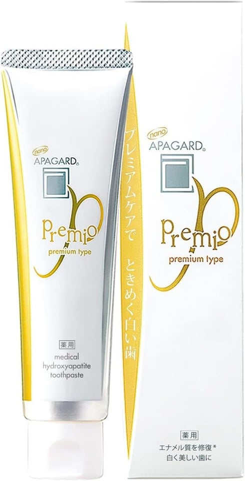 APAGARD® PREMIO, Sangi's Nano-Hydroxyapatite Toothpaste for Naturally Whiter Teeth, No Fluoride, For family use, 105g / 3.7 Oz, Double Mint, Pack ...