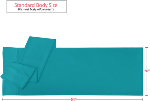 Nestl Body Pillow Cover Soft Pillowcase Lightweight Teal Microfiber 20x54 Inches Envelope Closure, Set of 2...