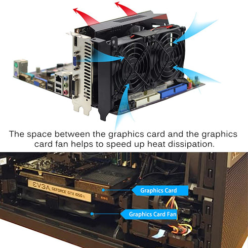 GDSTIME Graphic Card Fans, Graphics Card Cooler, Video Card Fan, PCI Slot Dual 90mm 92mm Fans, VGA Cooler...