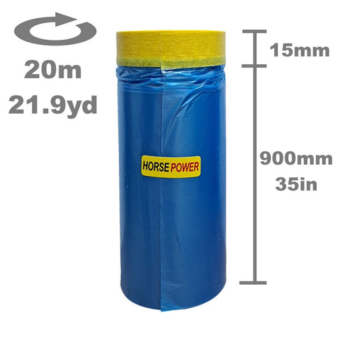 Ison - Pre-Taped Masking Film Blue Color - Painter's Masking Plastic Unfolds to 35 inches x 21.9 Yards Ideal for Painting to Automotive House Wall...